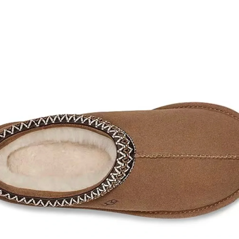 UGG Brown Cozy Suede Slippers with Knitted Trim - Picture 4 of 12